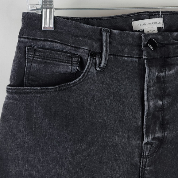 Good American Jeans Womens 8/29 Good Legs Extreme V Back Yoke Black120 (29x28) - Picture 4 of 11